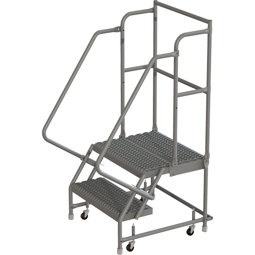 Escabeaux roulants &agrave; dessus profond, 2 marches, Largeur de la marche 24", Hauteur de la plateforme 20", Acier Toolneeds Inc.