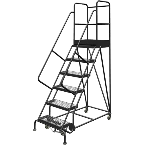 Escabeaux roulants &agrave; dessus profond, 6 marches, Largeur de la marche 24", Hauteur de la plateforme 60", Acier Toolneeds Inc.