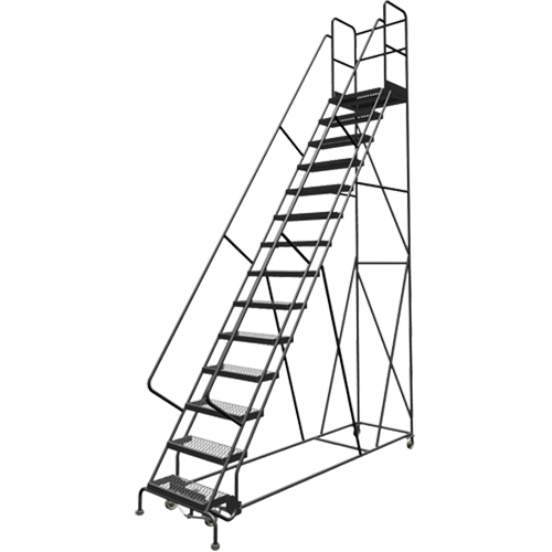 Escabeaux roulants &agrave; dessus profond, 14 marches, Largeur de la marche 24", Hauteur de la plateforme 140", Acier Toolneeds Inc.