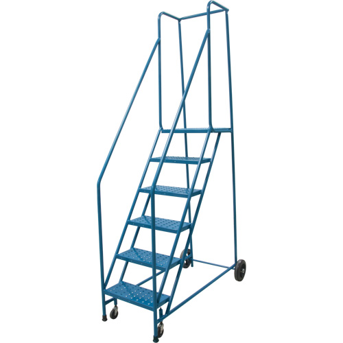Rolling Step Ladder, 6 Steps, 18" Step Width, 55" Platform Height, Steel Toolneeds Inc.