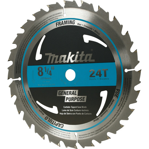 Lame de scie circulaire pour charpente &agrave; pointes au carbure, 8-1/4", 24 dents, Pour Bois Toolneeds Inc.