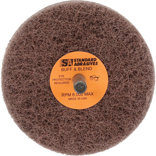 Meule Buff & Blend Standard Abrasives, 3" dia. x 2" la, Arbre 1/4", Oxyde d'aluminium Toolneeds Inc.