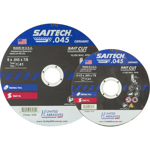 Cut-Off Wheel, 14" x 0.045", 5/8" Arbor, Type 1, Aluminum Oxide/Ceramic, 19000 RPM Toolneeds Inc.