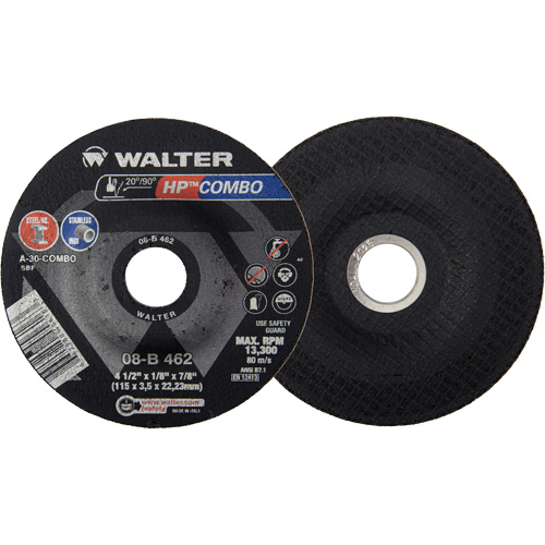 HP Combo Depressed Center Combination Wheel, 4-1/2" x 1/8", 7/8" Arbor, Type 27 Toolneeds Inc.