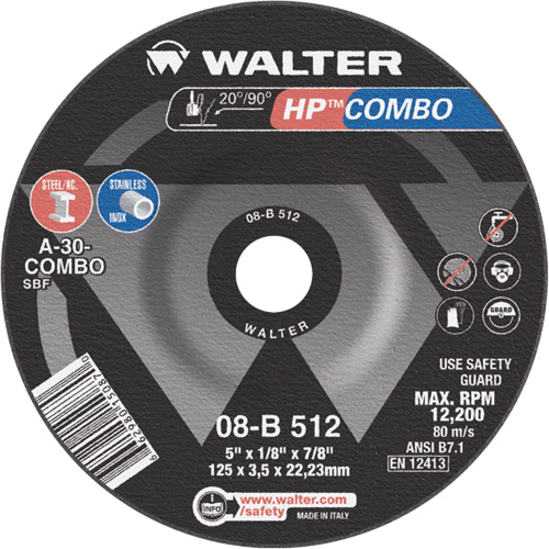 HP Combo Depressed Center Combination Wheel, 5" x 1/8", 7/8" Arbor, Type 27 Toolneeds Inc.