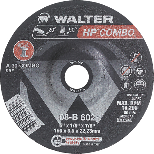 HP Combo Depressed Center Combination Wheel, 6" x 1/8", 7/8" Arbor, Type 27 Toolneeds Inc.