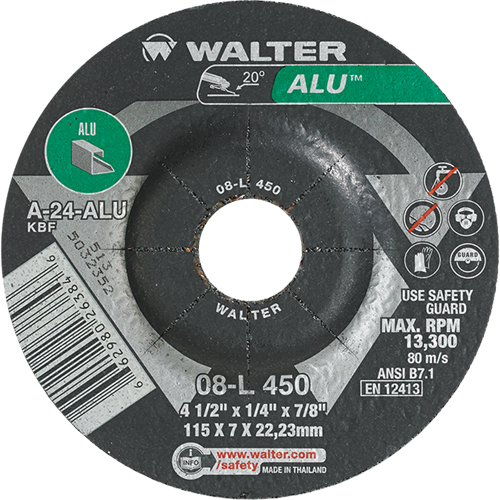 Aluminium Depressed Centre Grinding Wheels, 4-1/2" x 1/4", 7/8" Arbor, Type 27 Toolneeds Inc.