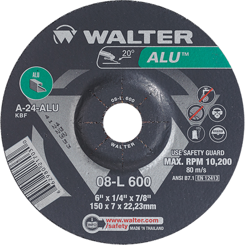 Aluminium Depressed Centre Grinding Wheels, 6" x 1/4", 7/8" Arbor, Type 27 Toolneeds Inc.