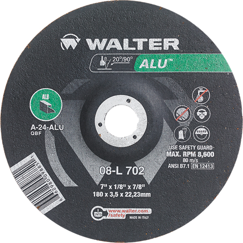 Meules &agrave; moyeu d&eacute;port&eacute; - Aluminium type 27, 7" x 1/8", Arbre de 7/8", Type 27 Toolneeds Inc.