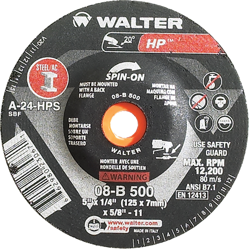 Meule HP vissable, 5" x 1/4", Arbre de 5/8"-11, Type 27S Toolneeds Inc.