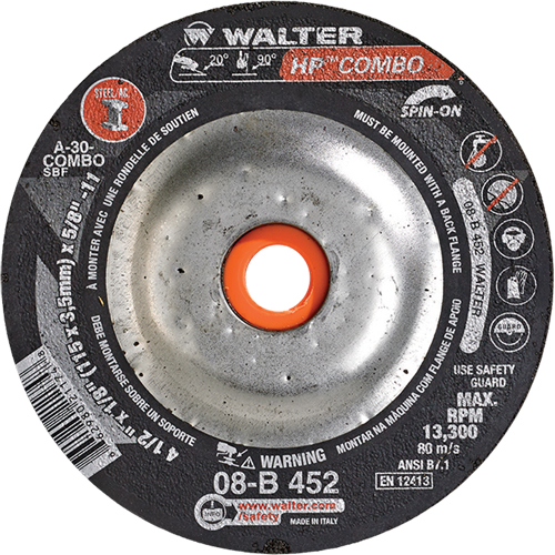 Meule combin&eacute;e HP Combo vissable, 4-1/2" x 1/8", Arbre de 5/8"-11, Type 27S Toolneeds Inc.