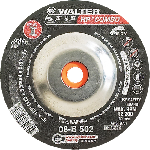 HP Combo Spin-On Combination Wheel, 5" x 1/8", 5/8"-11 Arbor, Type 27S Toolneeds Inc.