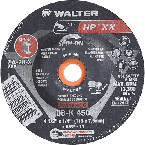 Meule &agrave; moyeu d&eacute;port&eacute; Double-X, 4-1/2" x 1/4", Arbre 5/8"-11, Type 27S Toolneeds Inc.