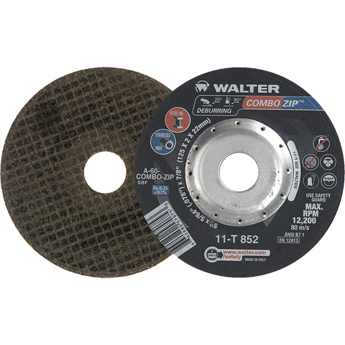 Meules &agrave; tronçonner renforc&eacute;es pour meuleuse &agrave; angle droit - Combo Zip, 5" x 5/64", Arbre de 7/8", Type 27 Toolneeds Inc.