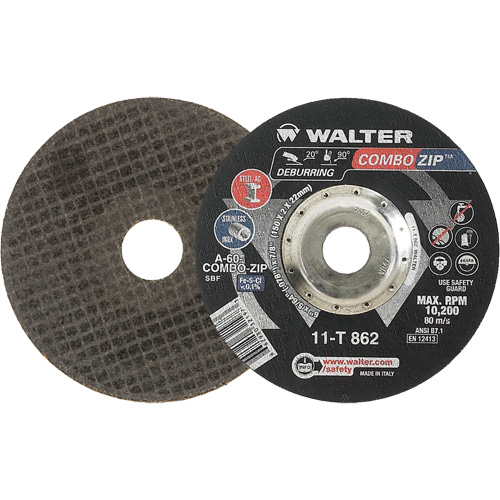 Meules &agrave; tronçonner renforc&eacute;es pour meuleuse &agrave; angle droit - Combo Zip, 6" x 5/64", Arbre de 7/8", Type 27 Toolneeds Inc.