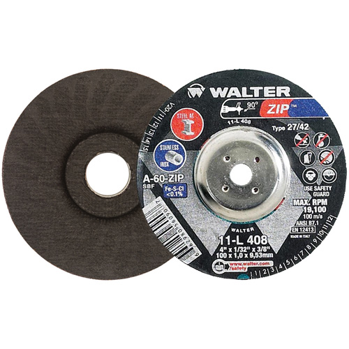 Zip Cutting and Grinding Wheel, 4" x 1/32", 3/8" Arbor, Type 27, 60 Grit, Aluminum Oxide Toolneeds Inc.