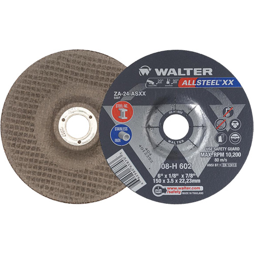 Depressed Centre Grinding Wheels - Allsteel XX, 6" x 1/8", 7/8" Arbor, Type 27, Zirconia Alumina, 10200 RPM Toolneeds Inc.