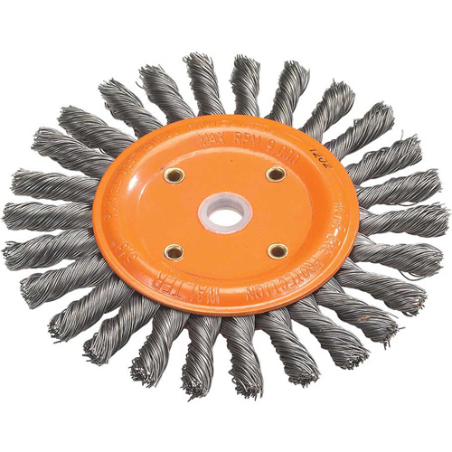 Disque &agrave; fils nou&eacute;s torsad&eacute;s d'&eacute;tabli, Dia. 8", Fils 0,0118", Arbre 5/8", Acier Toolneeds Inc.
