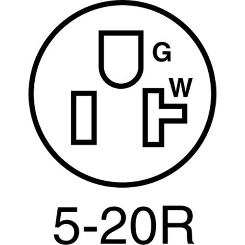2-Pole 3-Wire Grounding Straight Blade Connector, 5-20P, Nylon Toolneeds Inc.