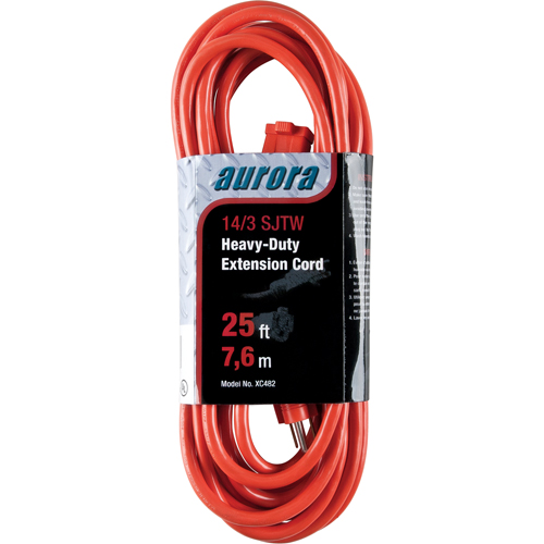 Vinyl Extension Cord, Outdoor, SJTW, 14/3 AWG, 15 A, 25' Toolneeds Inc.
