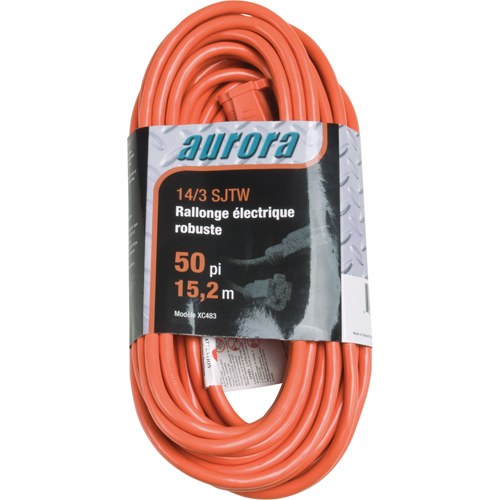Cordon rallonge en vinyle, Ext&eacute;rieur, SJTW, AWG 14/3, 15 A, 50' Toolneeds Inc.