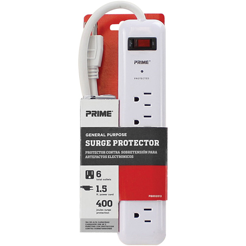 Surge Protector, 6 Outlets, 400 J, 1875 W, 2' Cord Toolneeds Inc.