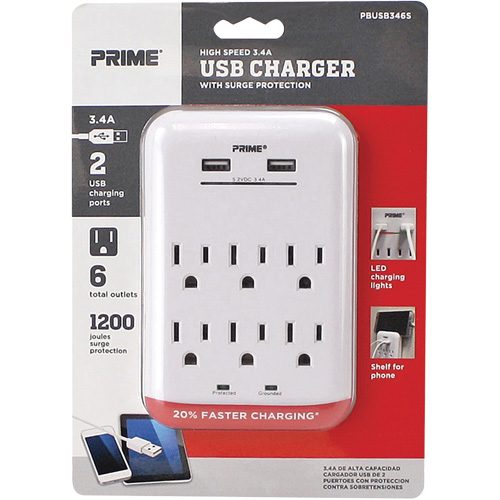 Prime&reg; USB Charger with Surge Protector Toolneeds Inc.