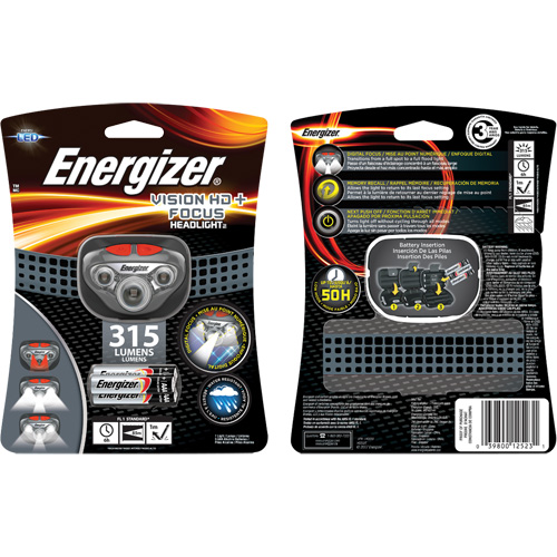 Vision HD+ Focus Headlamp, LED, 315 Lumens, 6 Hrs. Run Time, AAA Batteries Toolneeds Inc.