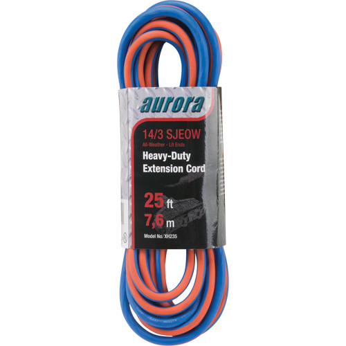 TPE-Rubber Extension Cord with Light Indicator, All-Weather, SJEOW, 14/3 AWG, 15 A, 3 Outlet(s), 25' Toolneeds Inc.