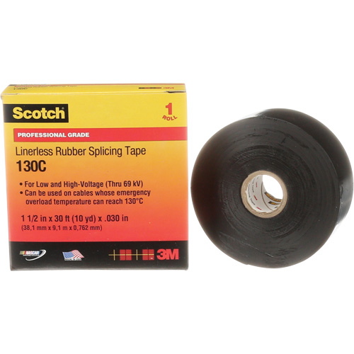 Scotch&reg; Linerless Rubber Splicing Tape, 38 mm (1-1/2") " W, 9 m (30') " L Toolneeds Inc.
