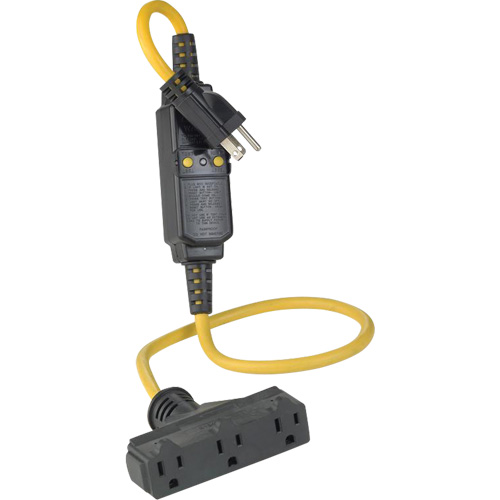 Triple-Tap Inline GCFI Extension Cord & Connector, 120 V, 15 Amps, 3' Cord Toolneeds Inc.