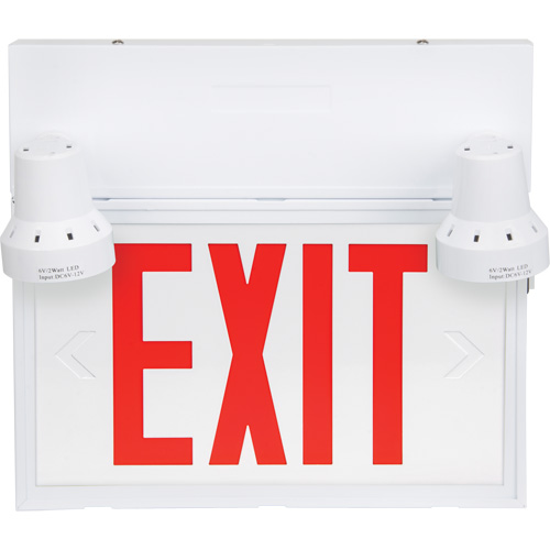 Exit Sign with Security Lights, LED, Battery Operated/Hardwired, 12-1/10" L x 11" W, English Toolneeds Inc.
