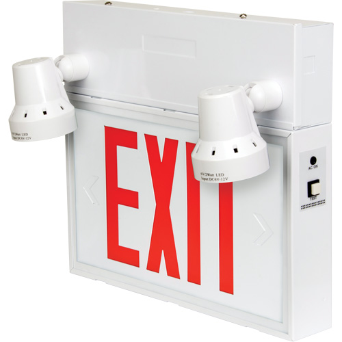 Exit Sign with Security Lights, LED, Battery Operated/Hardwired, 12-1/10" L x 11" W, English Toolneeds Inc.