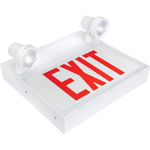 Exit Sign with Security Lights, LED, Battery Operated/Hardwired, 12-1/10" L x 11" W, English Toolneeds Inc.