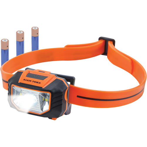 Lampe frontale avec bandeau en silicone pour casque de s&eacute;curit&eacute;, DEL, Piles AAA, Plastique Toolneeds Inc.
