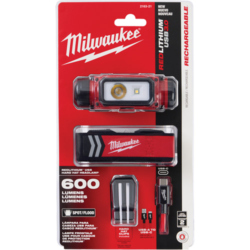 Lampe frontale pour casque de s&eacute;curit&eacute; USB REDLITHIUM, DEL, 600 lumens, 5 hres de fonctionnement, piles Rechargeable Toolneeds Inc.