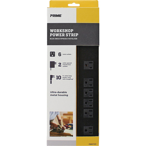 Bloc multiprise pour atelier en m&eacute;tal, 6 Prise(s), 10', 15 A, 1875 W, 125 V Toolneeds Inc.