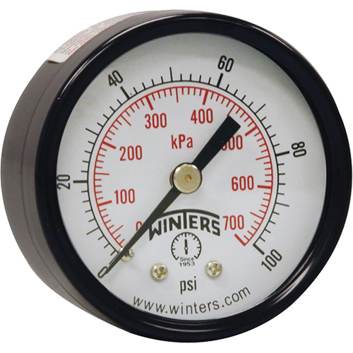 Economy Pressure Gauge, 2" , 0 - 160 psi, Back Mount, Analogue Toolneeds Inc.