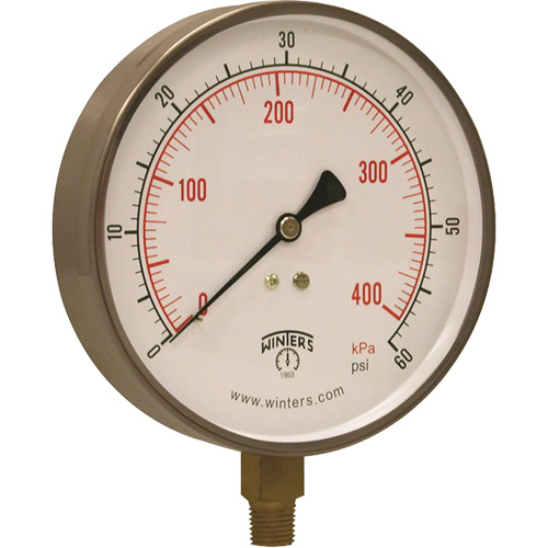 Contractor Pressure Gauge, 4-1/2" , 0 - 60 psi, Bottom Mount, Analogue Toolneeds Inc.