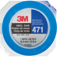 471 Vinyl Tape, 25.4 mm (1") W x 32.9 m (108') L, 5.3 mils, Blue Toolneeds Inc.
