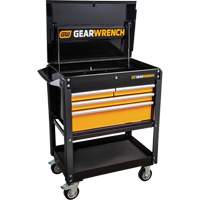 Utility Cart, 4 Drawers, 33" L x 21" W x 42" H, Black/Orange Toolneeds Inc.