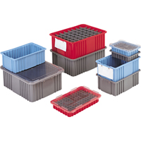 Divider Box&reg; Containers, Polyethylene, 10.8" W x 8.3" D x 2.5" H, Grey Toolneeds Inc.