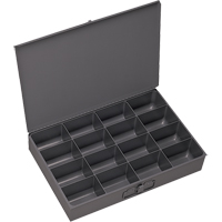 Compartment Scoop Boxes, Steel, 16 Slots, 13-3/8" W x 9-1/4" D x 2" H, Grey Toolneeds Inc.
