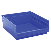 Shelf Bins, 11-1/8" W x 4" H x 11-5/8" D, Blue, 30 lbs. Capacity Toolneeds Inc.