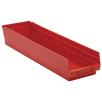 Shelf Bins, 6-5/8" W x 4" H x 23-5/8" D, Red, 50 lbs. Capacity Toolneeds Inc.