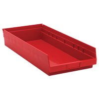 Shelf Bins, 11-1/8" W x 4" H x 23-5/8" D, Red, 50 lbs. Capacity Toolneeds Inc.