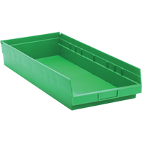 Shelf Bins, 11-1/8" W x 4" H x 23-5/8" D, Green, 50 lbs. Capacity Toolneeds Inc.
