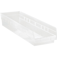 Shelf Bins, 6-5/8" W x 4" H x 23-5/8" D, Clear, 50 lbs. Capacity Toolneeds Inc.