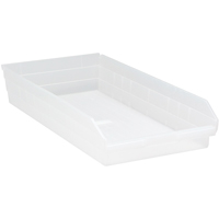 Shelf Bins, 11-1/8" W x 4" H x 23-5/8" D, Clear, 50 lbs. Capacity Toolneeds Inc.