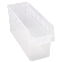 Store-Max Shelf Bins, 6-5/8" W x 8" H x 17-7/8" D, Clear, 56 lbs. Capacity Toolneeds Inc.